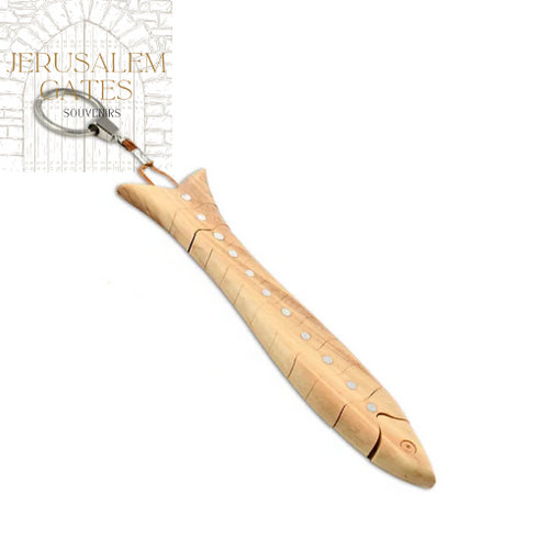Olive Wood Fish Rosary Key Chain